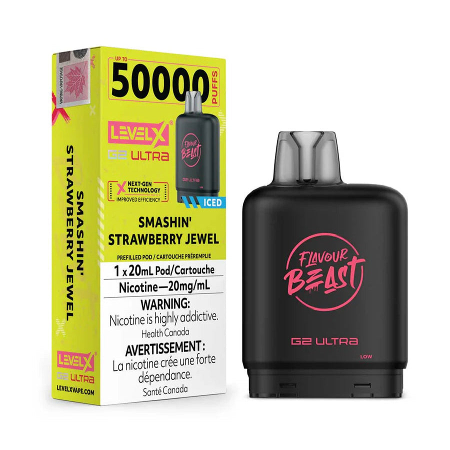 Flavour Beast Level X G2 Ultra 50k - Smashin' Strawberry Jewel Iced (PROV)