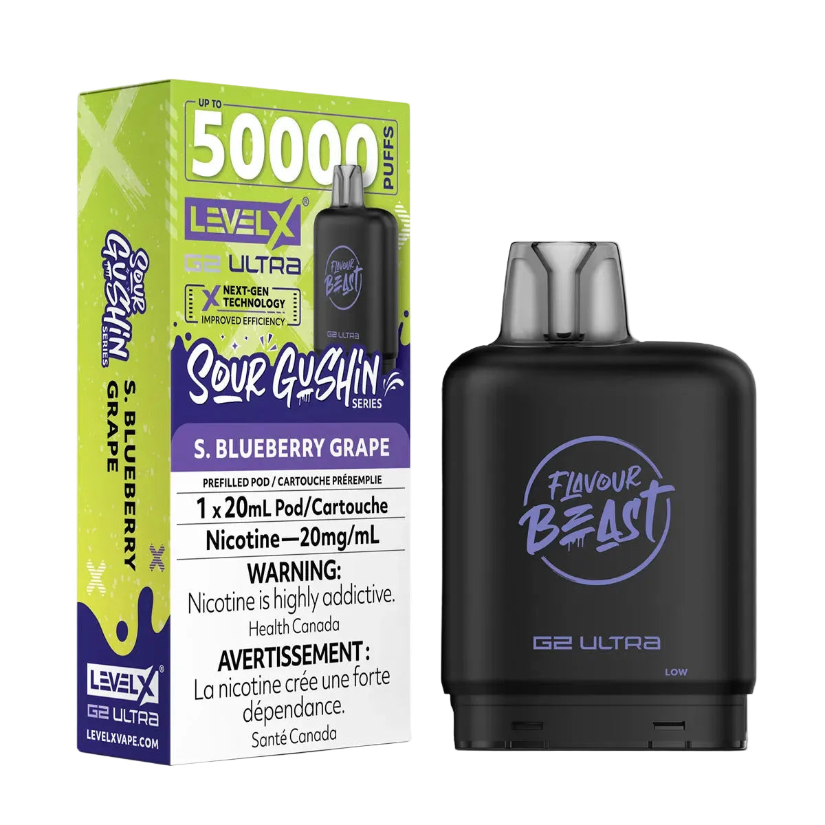 Flavour Beast Level X G2 Ultra 50k - Sour Gushin S. Blueberry Grape
