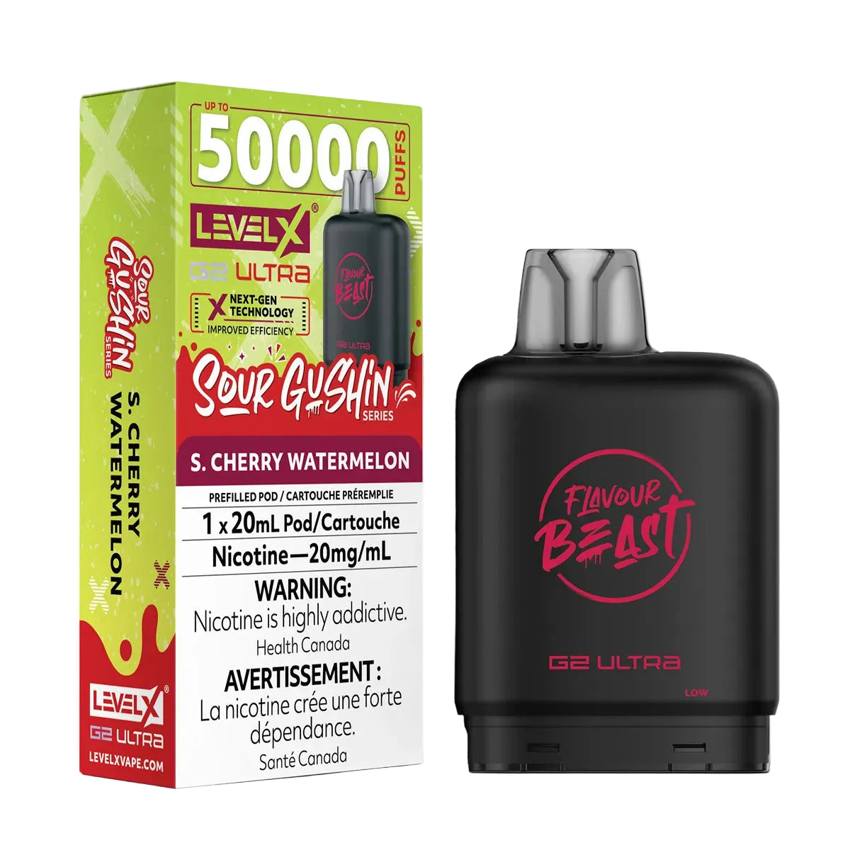 Flavour Beast Level X G2 Ultra 50k - Sour Gushin S. Cherry Watermelon