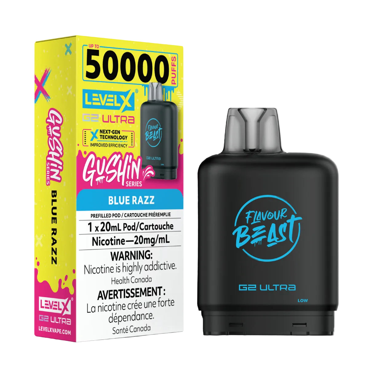 Flavour Beast Level X G2 Ultra 50k - Gushin Blue Razz (PROV)