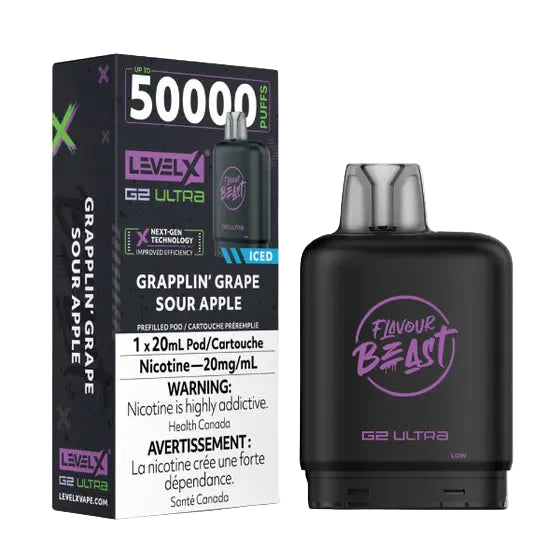 Flavour Beast Level X G2 Ultra 50k - Grapplin’ Grape Sour Apple Iced (PROV)