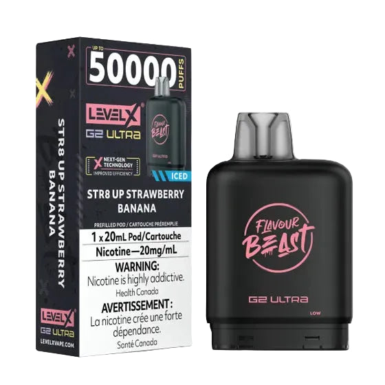 Flavour Beast Level X G2 Ultra 50k - STR8 UP Strawberry Banana Iced (PROV)