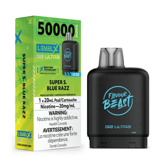 Flavour Beast Level X G2 Ultra 50k - Super S. Blue Razz Iced
