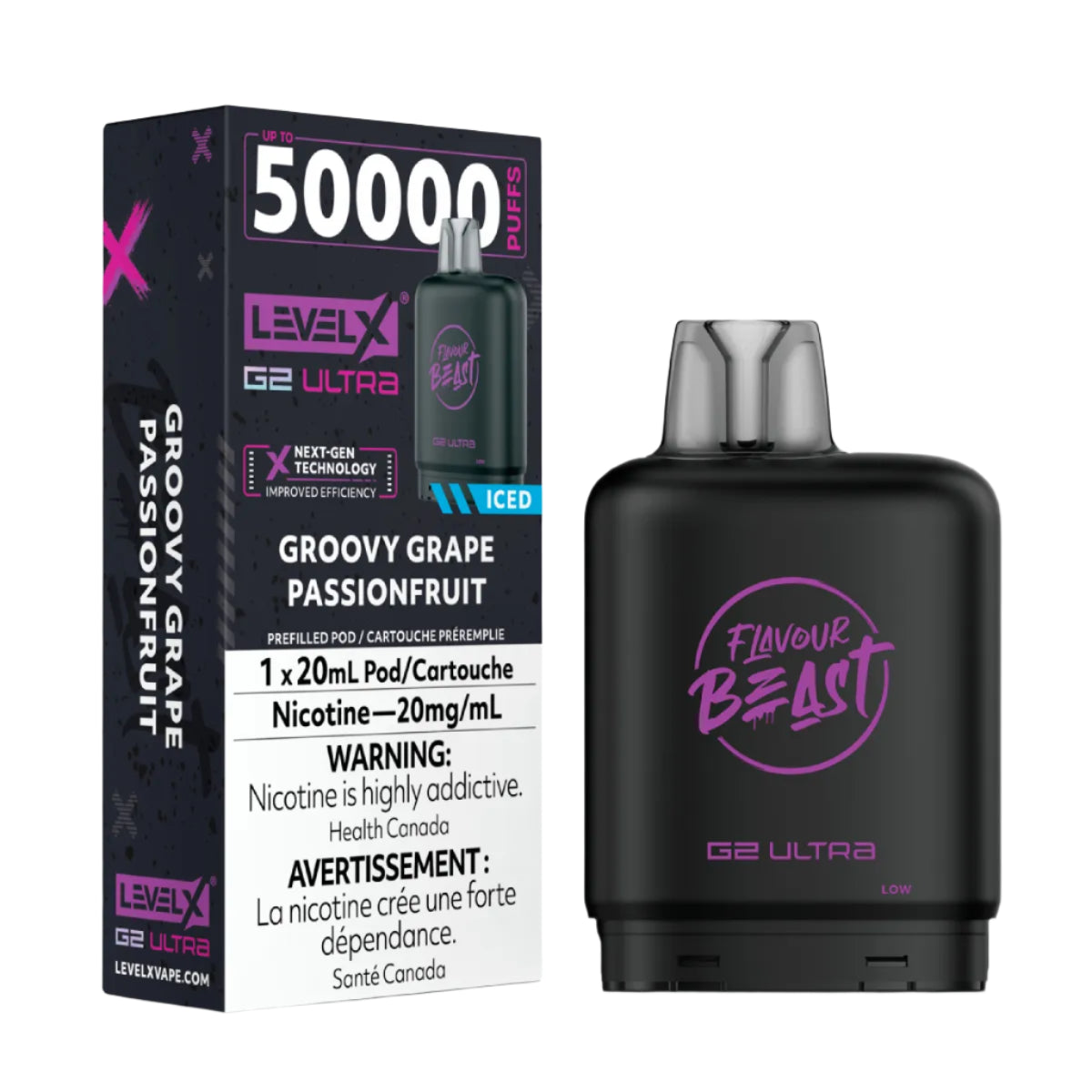 Flavour Beast Level X G2 Ultra 50k - Groovy Grape Passionfruit Iced