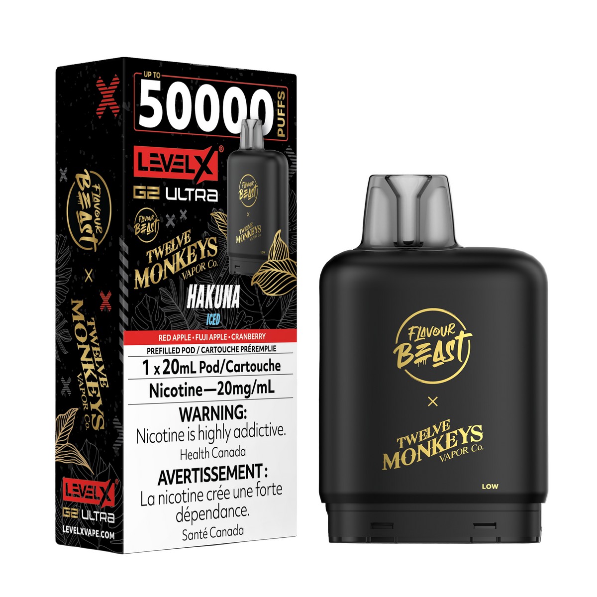 Flavour Beast x Twelve Monkeys Level X G2 Ultra 50k - Hakuna Iced
