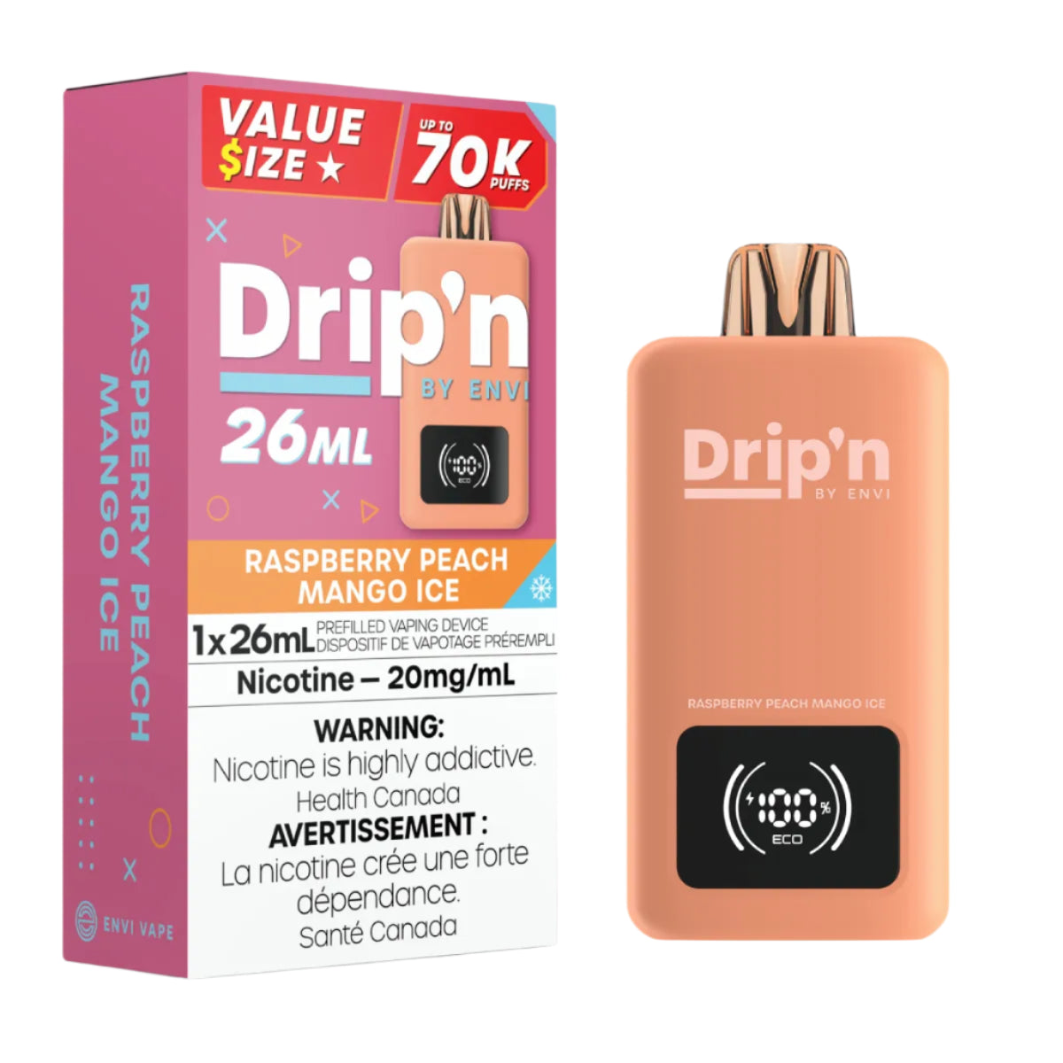 Drip'n 26ML 70k - Raspberry Peach Mango Ice (PROV)