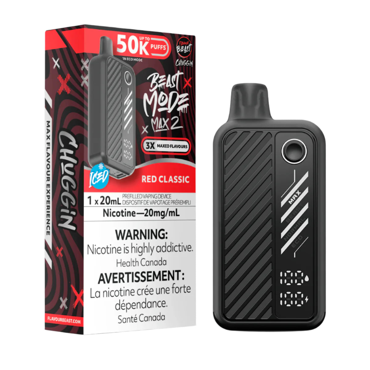 Flavour Beast Beast Mode Max 2 50k - Chuggin' Red Classic Iced (PROV)