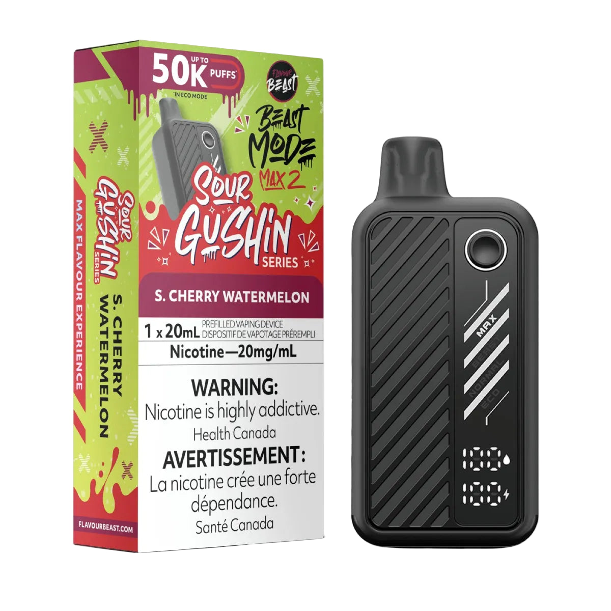 Flavour Beast Beast Mode Max 2 50k - Sour Gushin S. Cherry Watermelon (PROV)