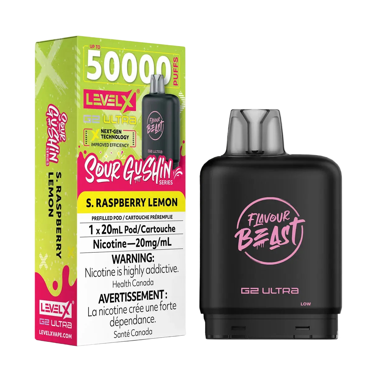 Flavour Beast Level X G2 Ultra 50k - Sour Gushin S. Raspberry Lemon