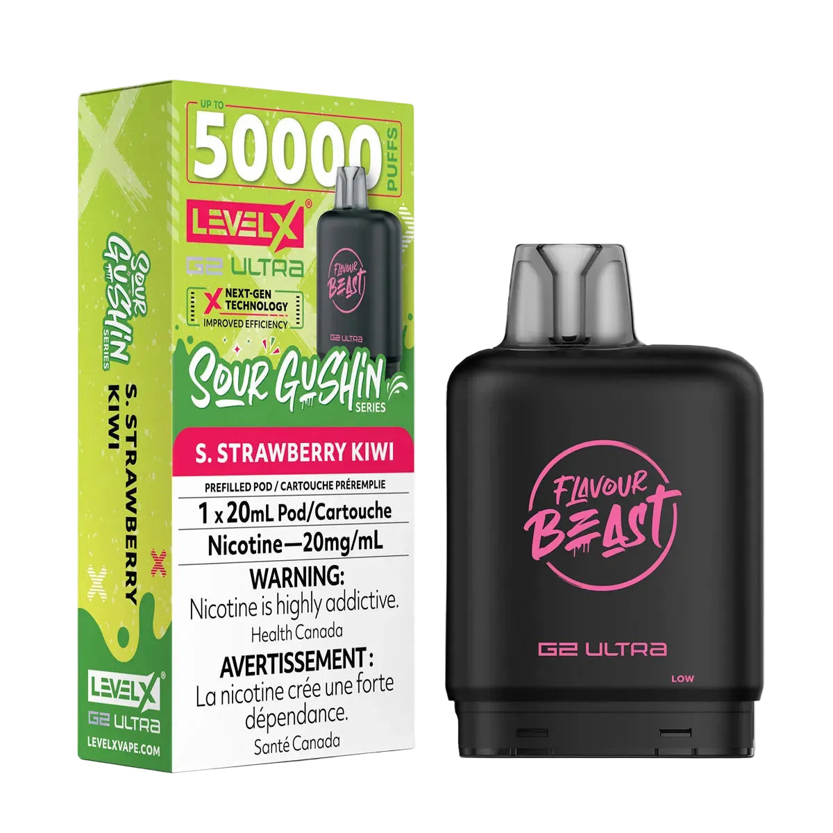 Flavour Beast Level X G2 Ultra 50k - Sour Gushin S. Strawberry Kiwi