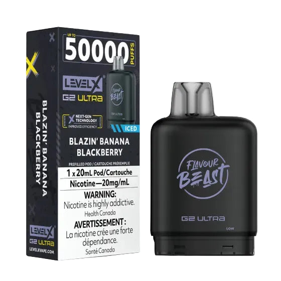 Flavour Beast Level X G2 Ultra 50k - Blazin’ Banana Blackberry Iced (PROV)