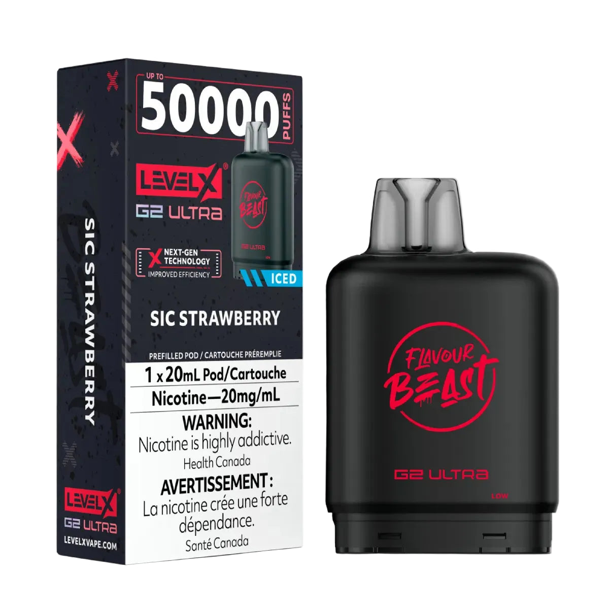 Flavour Beast Level X G2 Ultra 50k - Sic Strawberry Iced
